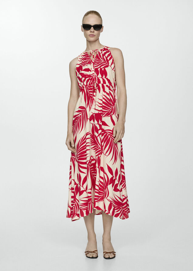 MANGO Bow printed dress Red