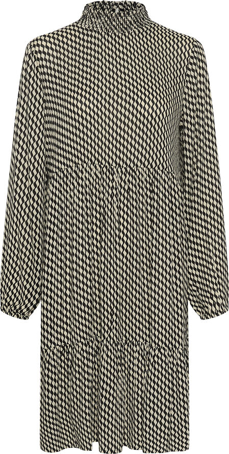 Kaffe KAamber Smock Dress Printed Black_white wavy print