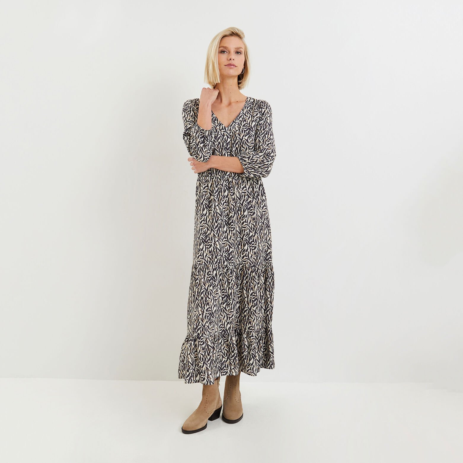 Robe longue imprimée femme
