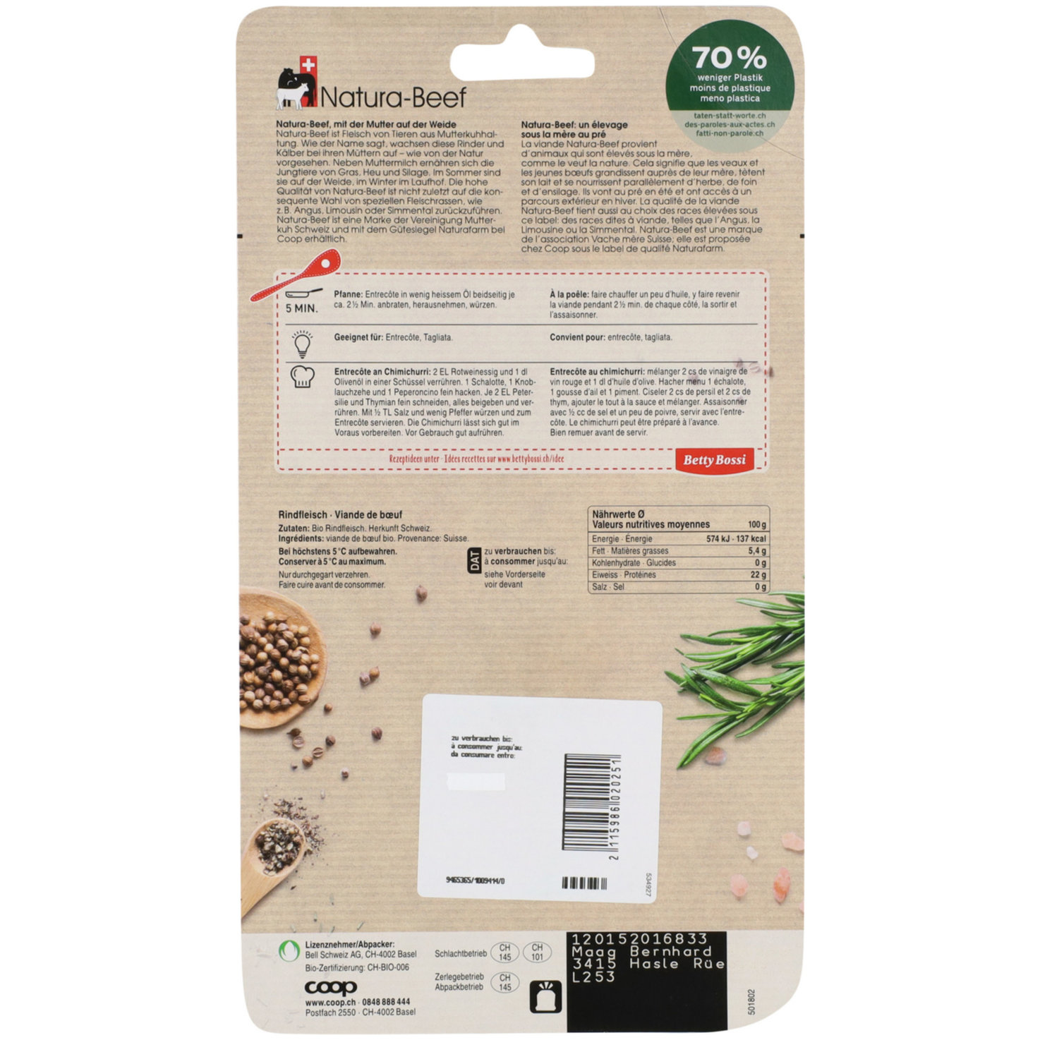 Naturaplan Bio Natura-Beef Entrecôte ca. 190g