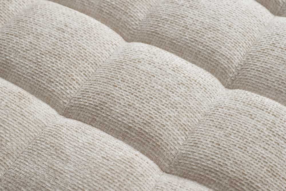 Design Hocker COZY VELVET 80cm beige Chenille Federkern Holzfüße