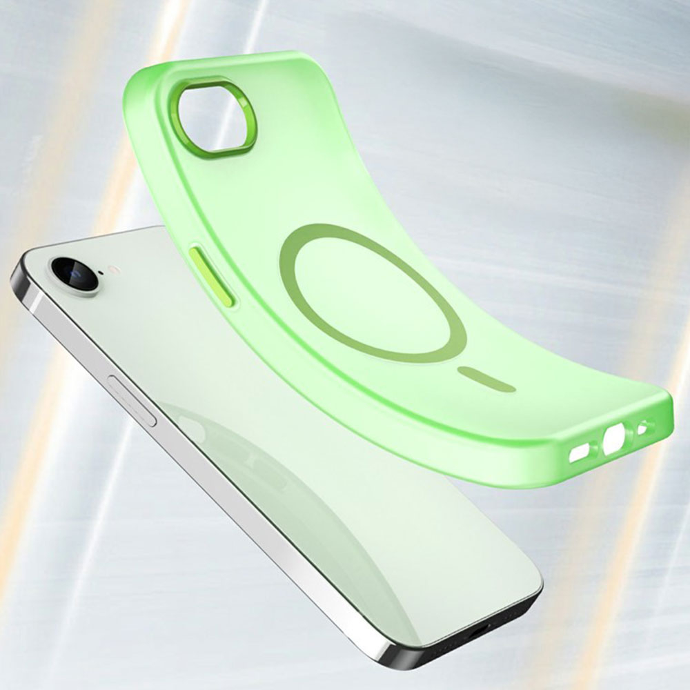 iPhone 16e MagSafe Hybrid Hülle TPU Bumper Slim Design Matt - Grün / Transparent