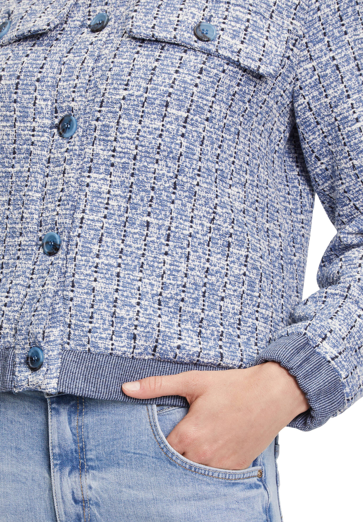 Betty & Co| Damen Tweedblazer mit Rundhalsausschnitt