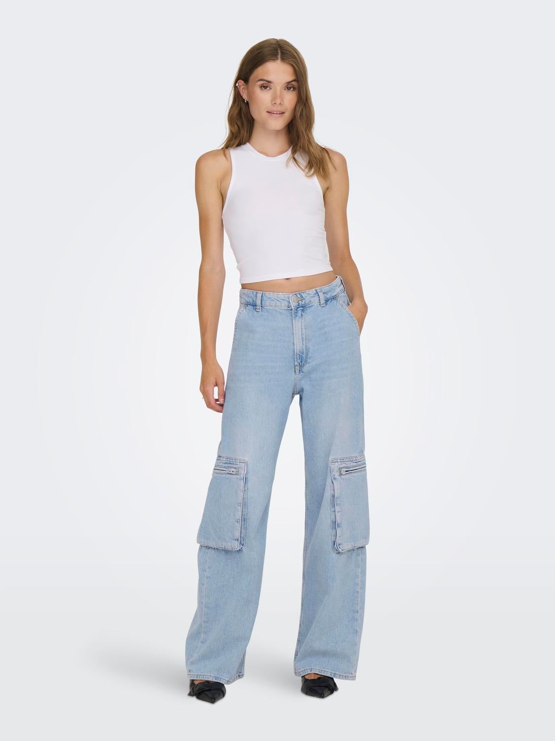 ONLHOPE Sehr hohe Taille Weiter Beinschnitt Jeans Light Blue Denim