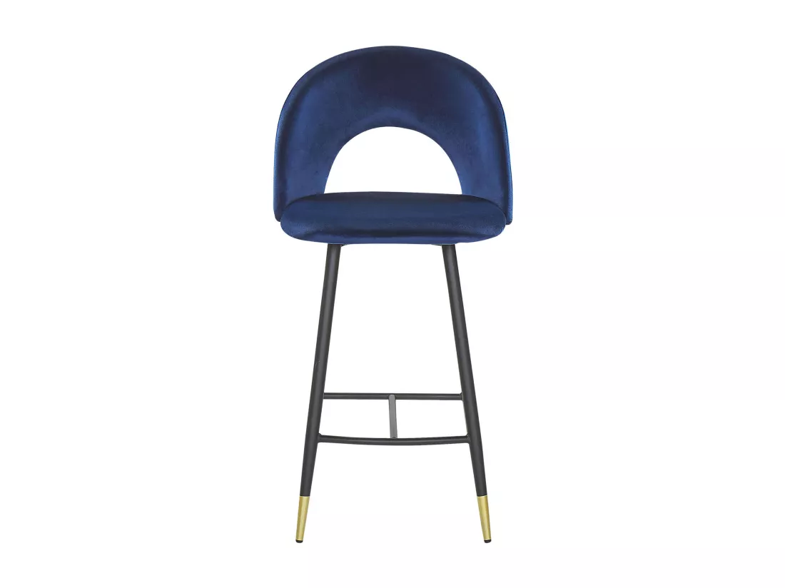 Lot de 2 chaises de bar FALTON Velours Bleu