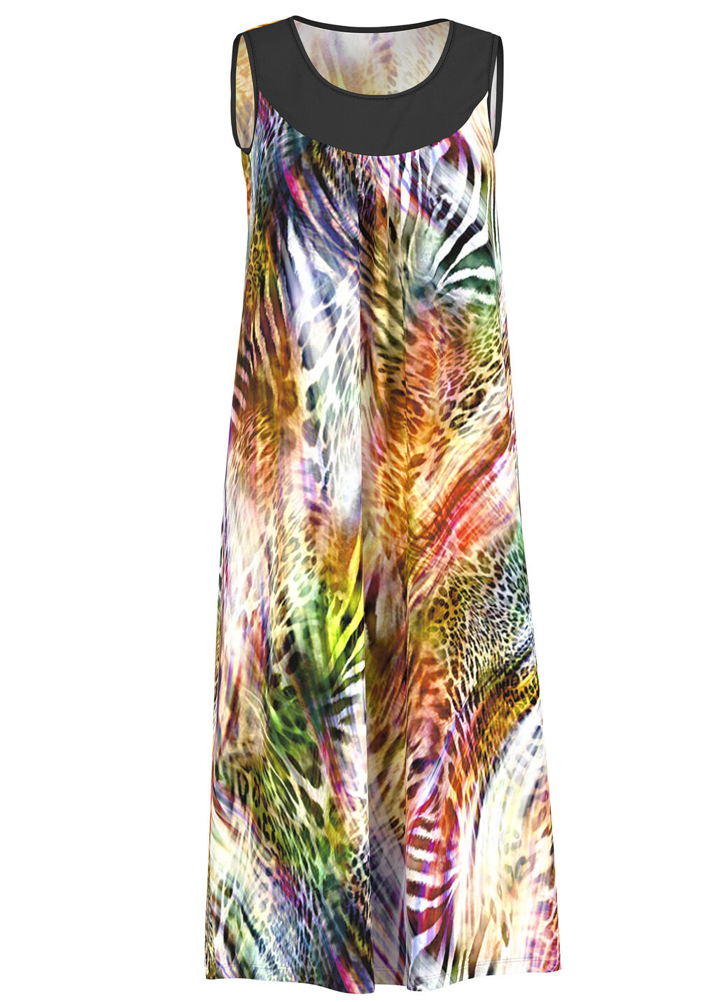 Kleid mit farbbrillantem Druckdessin, ärmellos