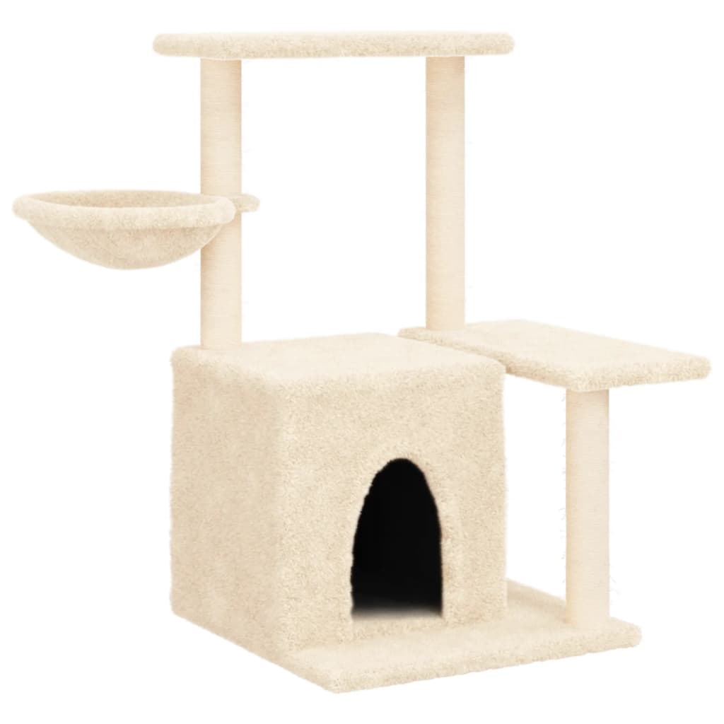 arranhador para gatos vidaXL com postes de sisal, creme, 83 cm
