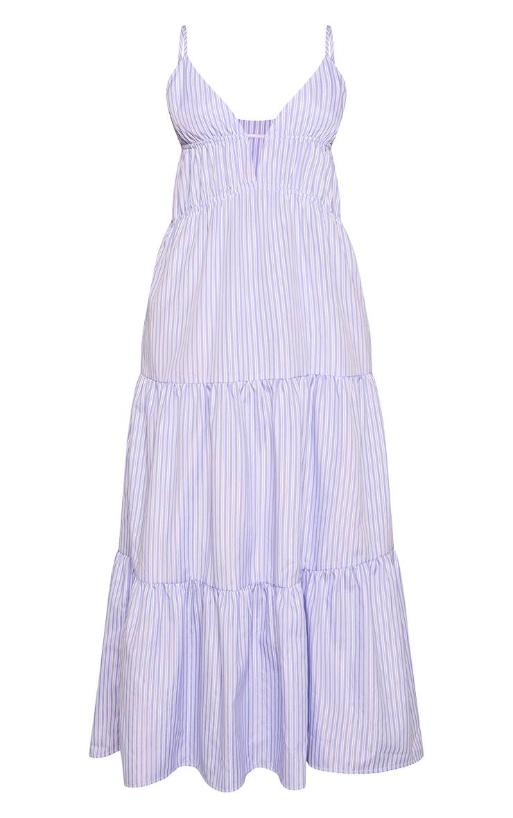 Bleu Robe Maxi Étagée À Bretelles Petite Taille