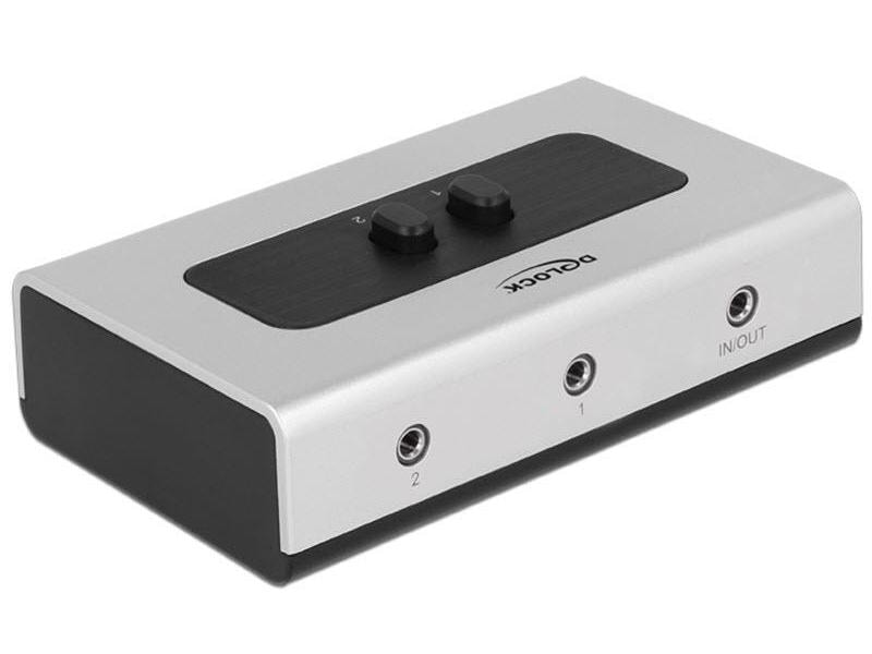 Delock Switchbox 2 Port 3.5mm Klinke, manuel Umschalter für Audiogeräte, Klinke 3.5 mm