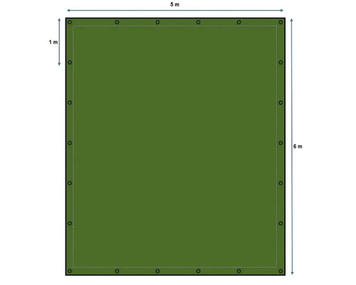 Geweven zeildoek, universeel zeildoek, 180 g/m², groen, 5 x 6 m