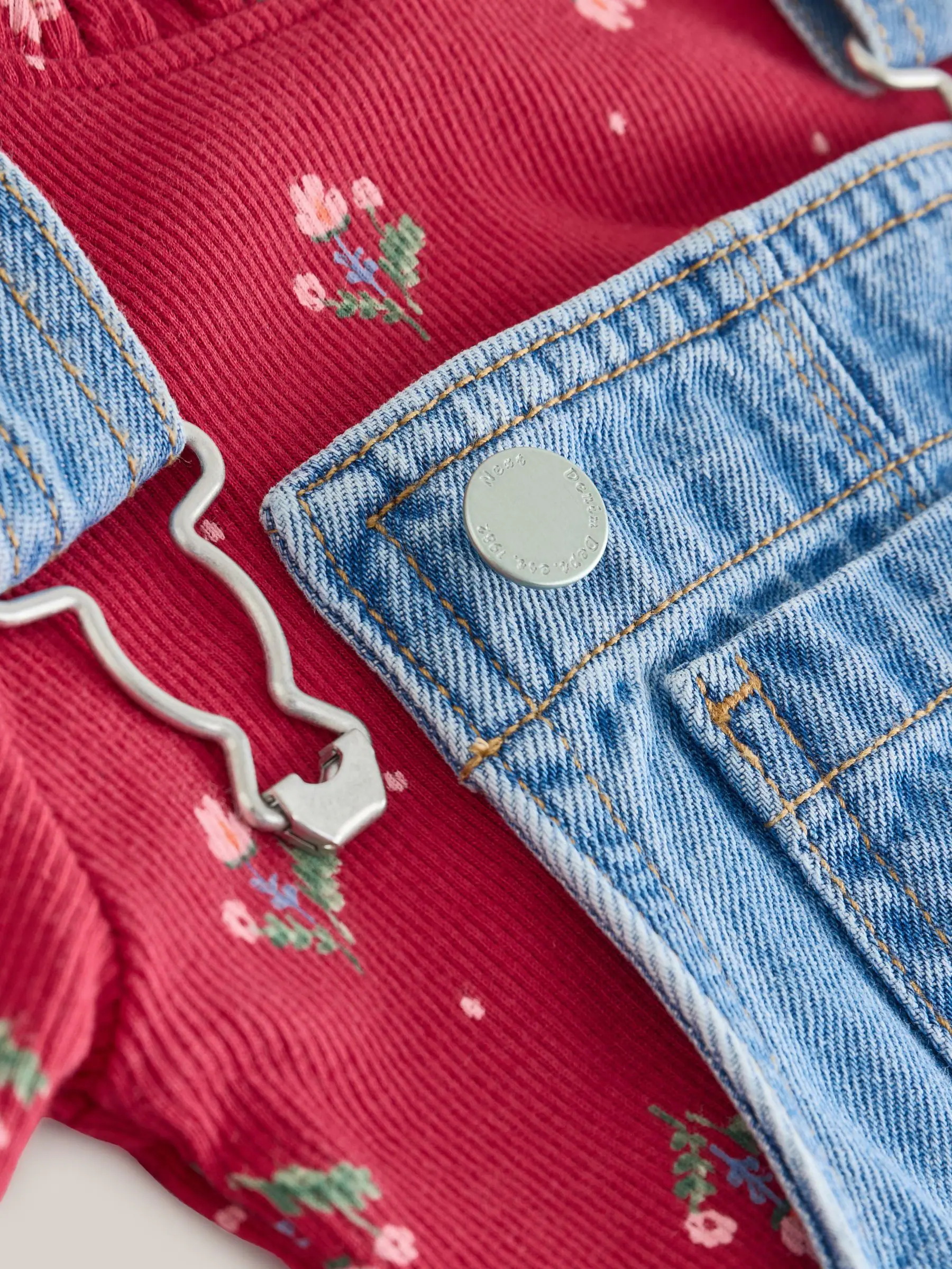 Normaal blauw - Geborduurde tuinbroek met bloemen (3mnd -7jr)