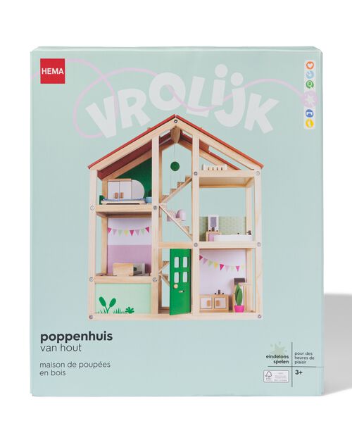 maison de poupée en bois avec meubles 52 x 24 x 61,5