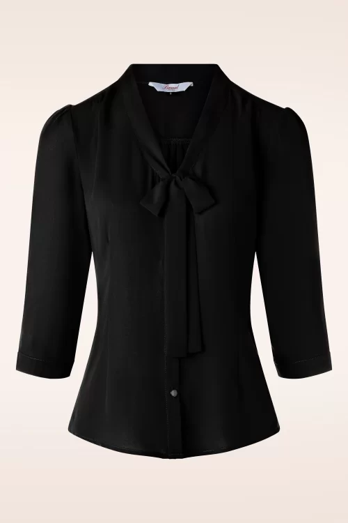 Banned Retro Perfect Bow blouse in zwart