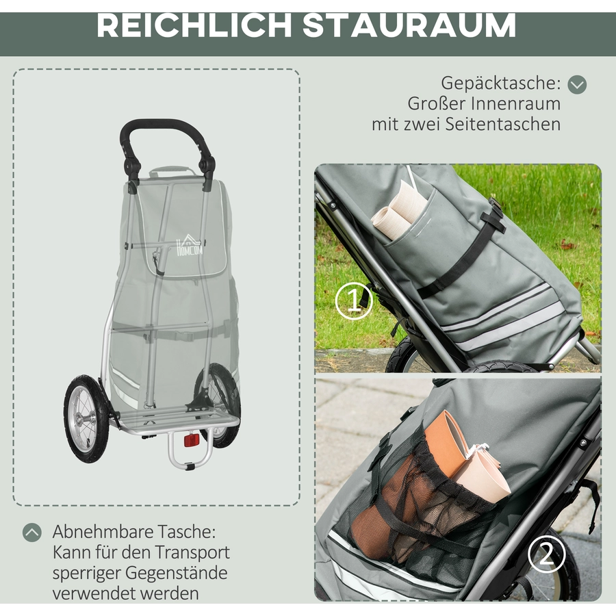 HOMCOM Lastenanhänger mit Tasche grau
