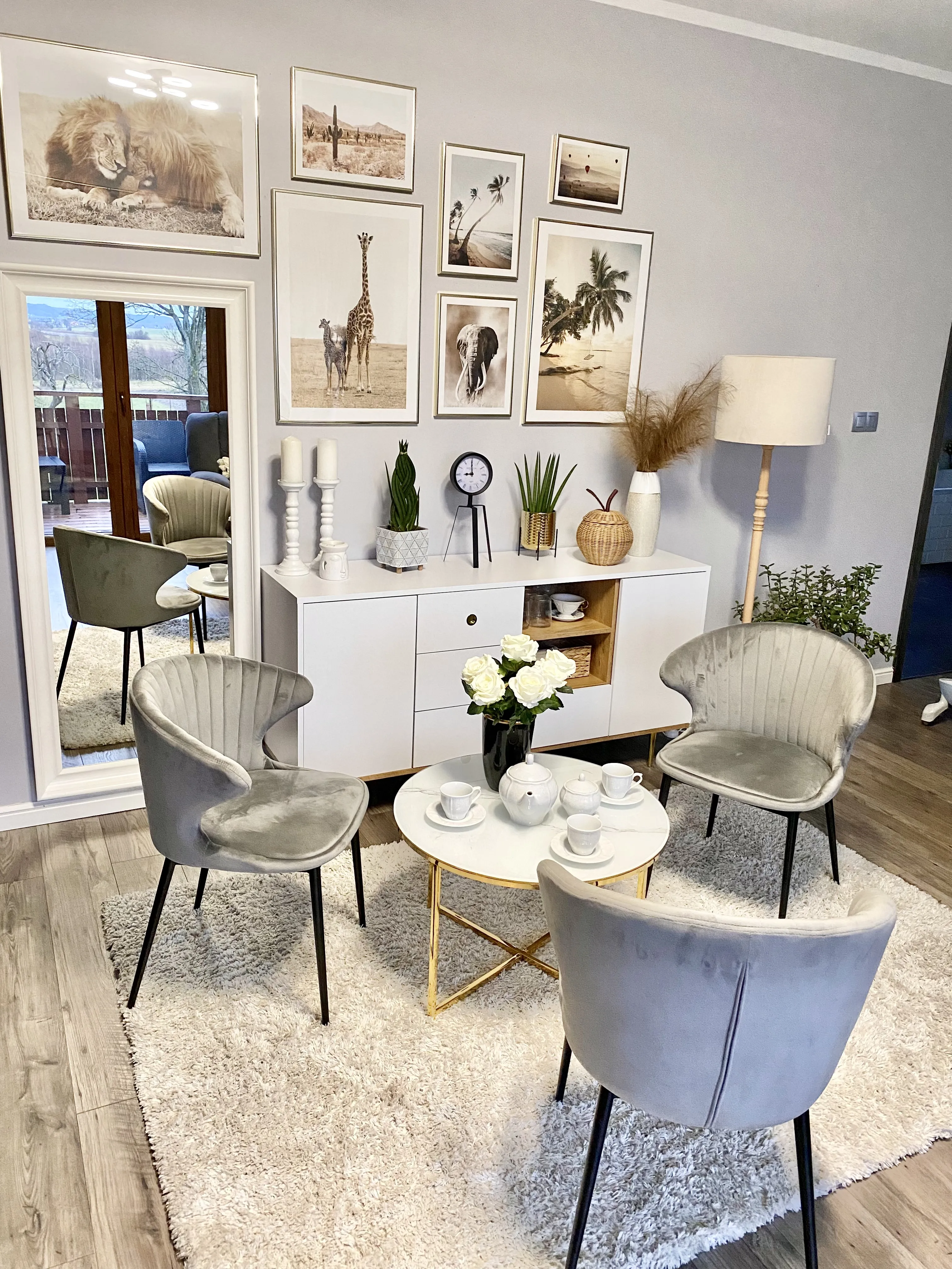 Salontafel QUINCY Veiligheidsglas Marmer/goud