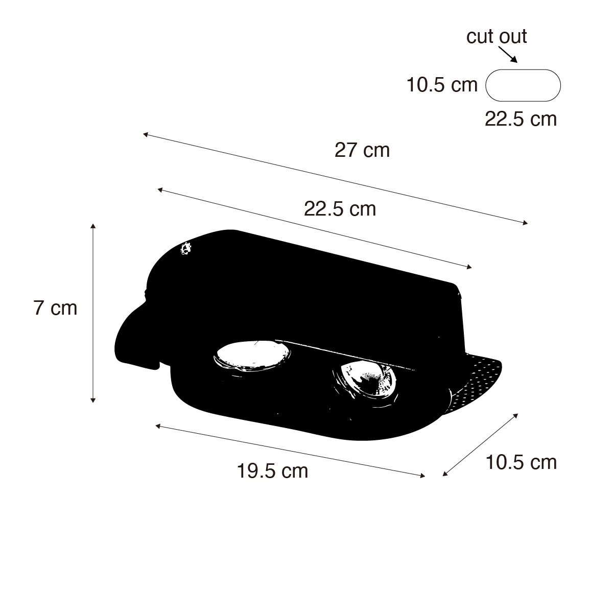 Set van 6 Afgeronde inbouwspot wit GU10 70mm 2-lichts - Hubs