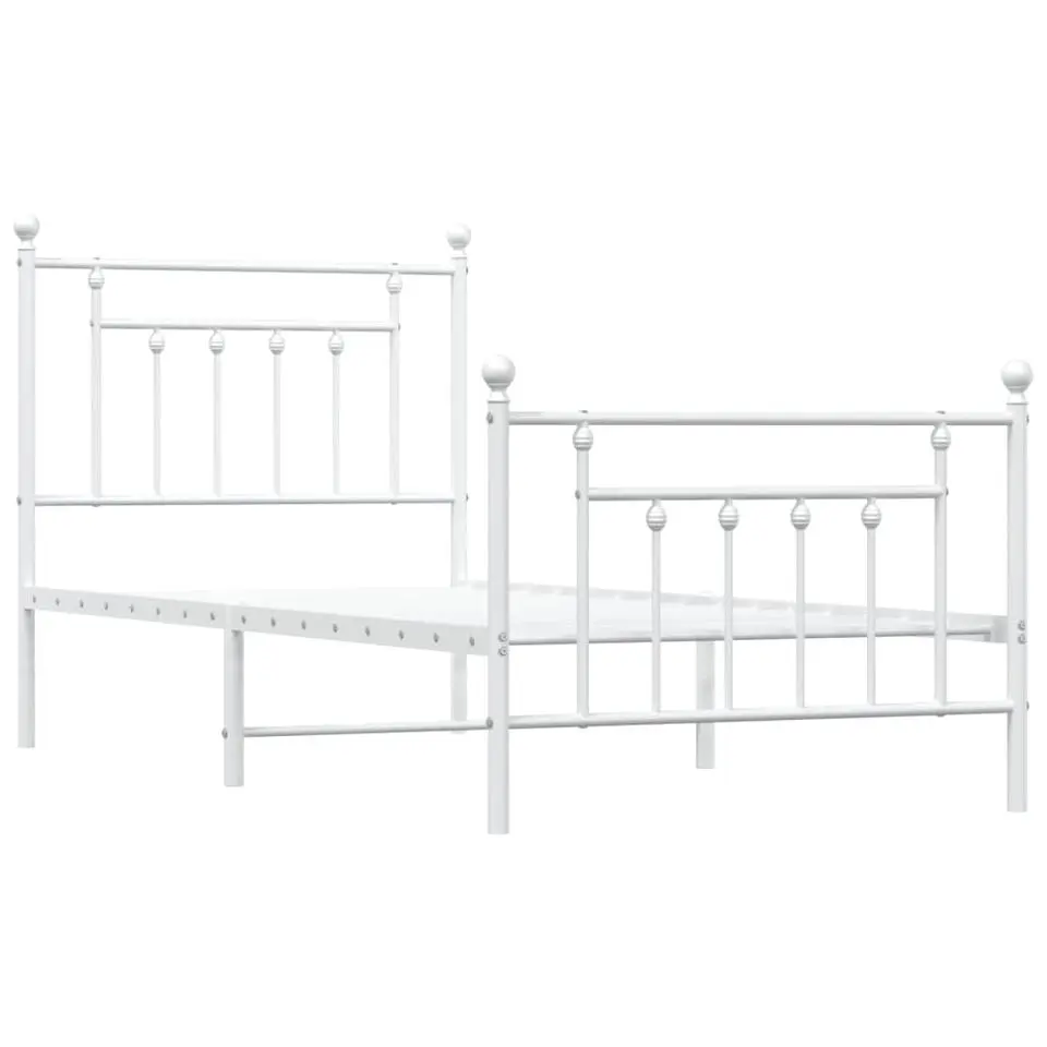 vidaXL - Bed frame met hoofd- en voeteneinde - Wit - Metaal - 90x200 cm