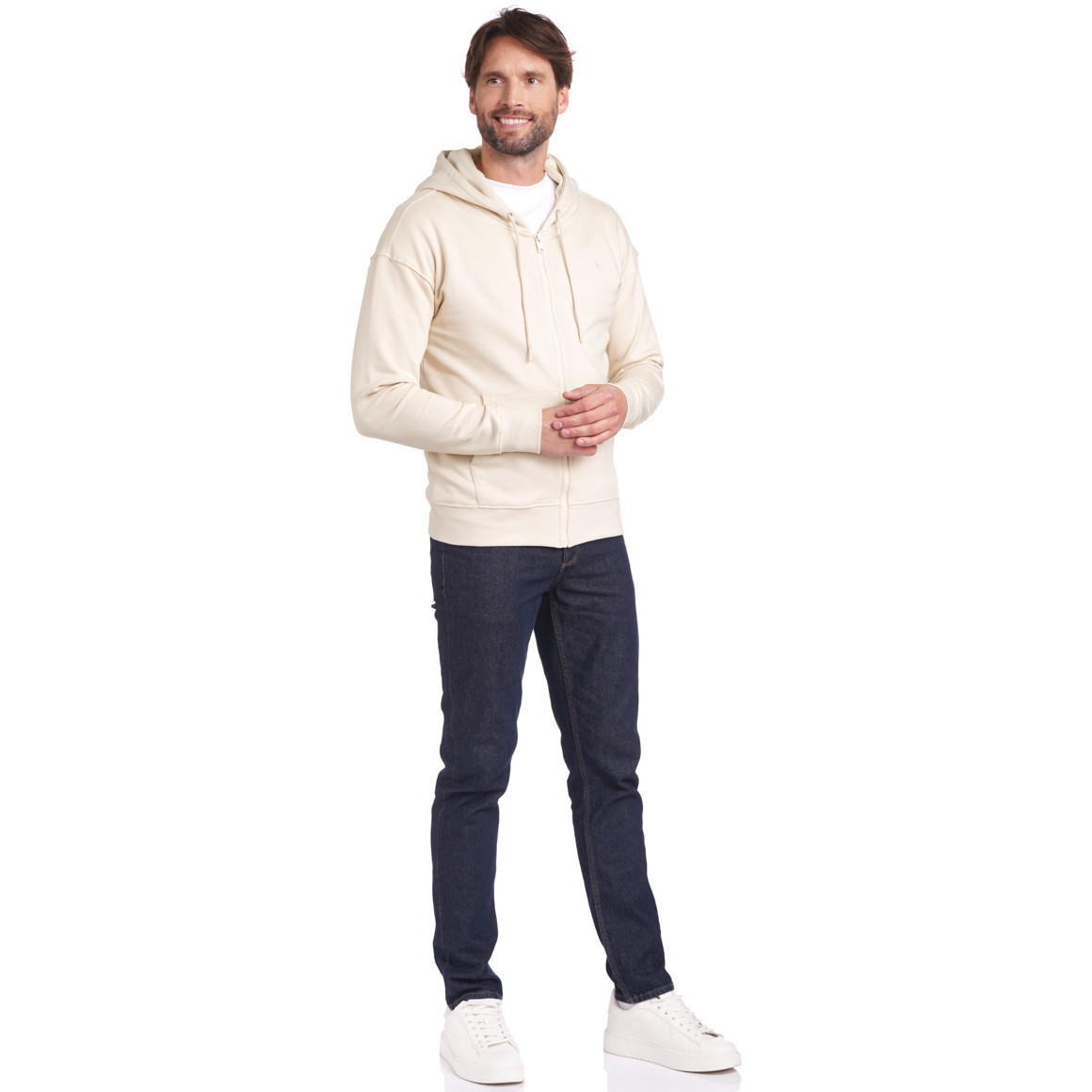 Jonas Nielsen Herren Sweatjacke mit Kapuze beige