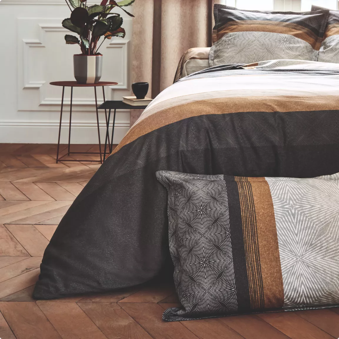 Housse de couette satin de coton (260 x 240 cm) Tiago Noire