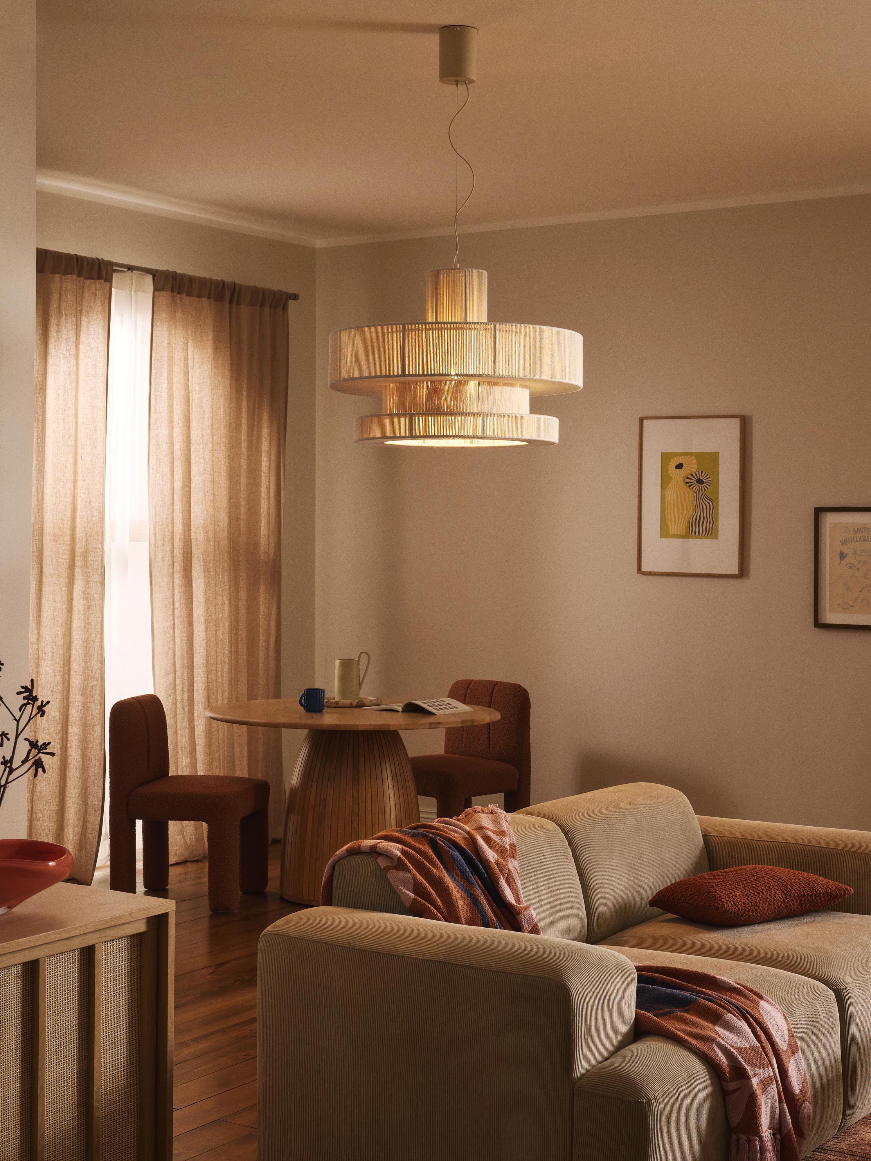 Grote hanglamp Lace van linnen draad