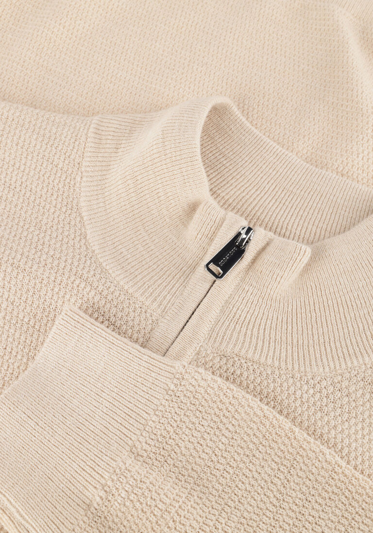 beige profuomo trui pullover half zip twinkle slub