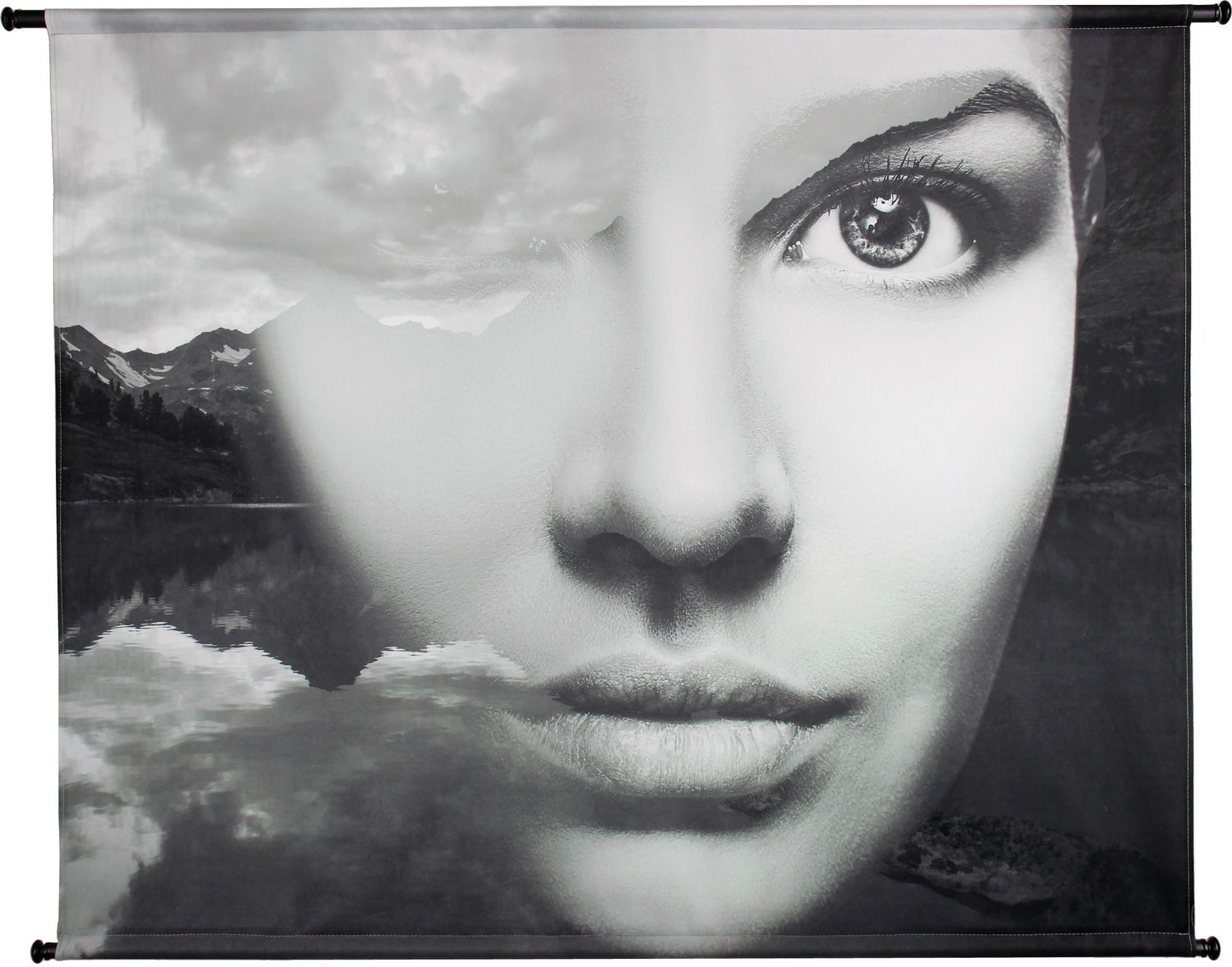 HD Collection wandkleed Gezicht zwart / wit 146 x 110 cm