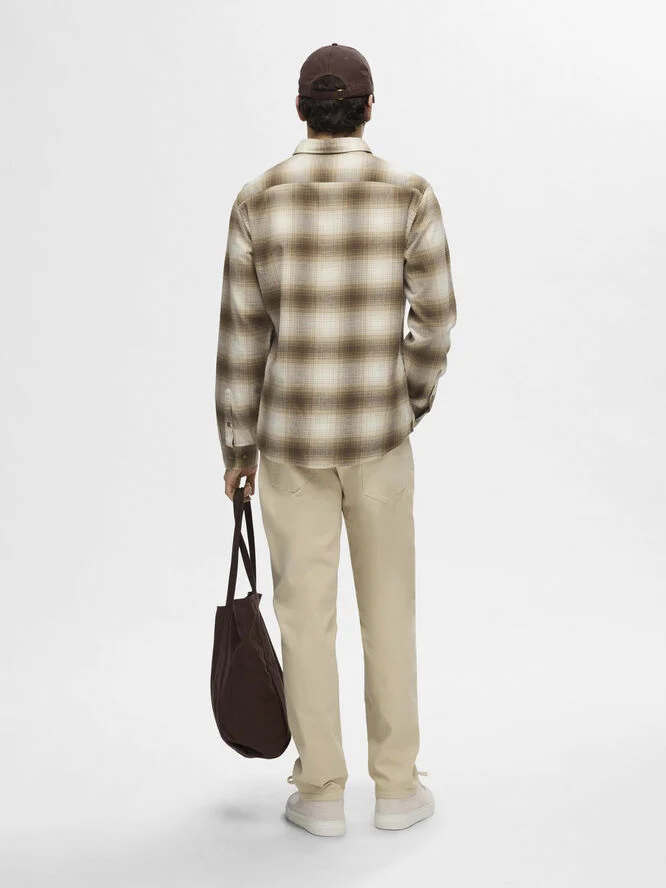 Selected Homme SLHSLIMOWEN-FLANNEL SHIRT LS NOOS Oatmeal/egret