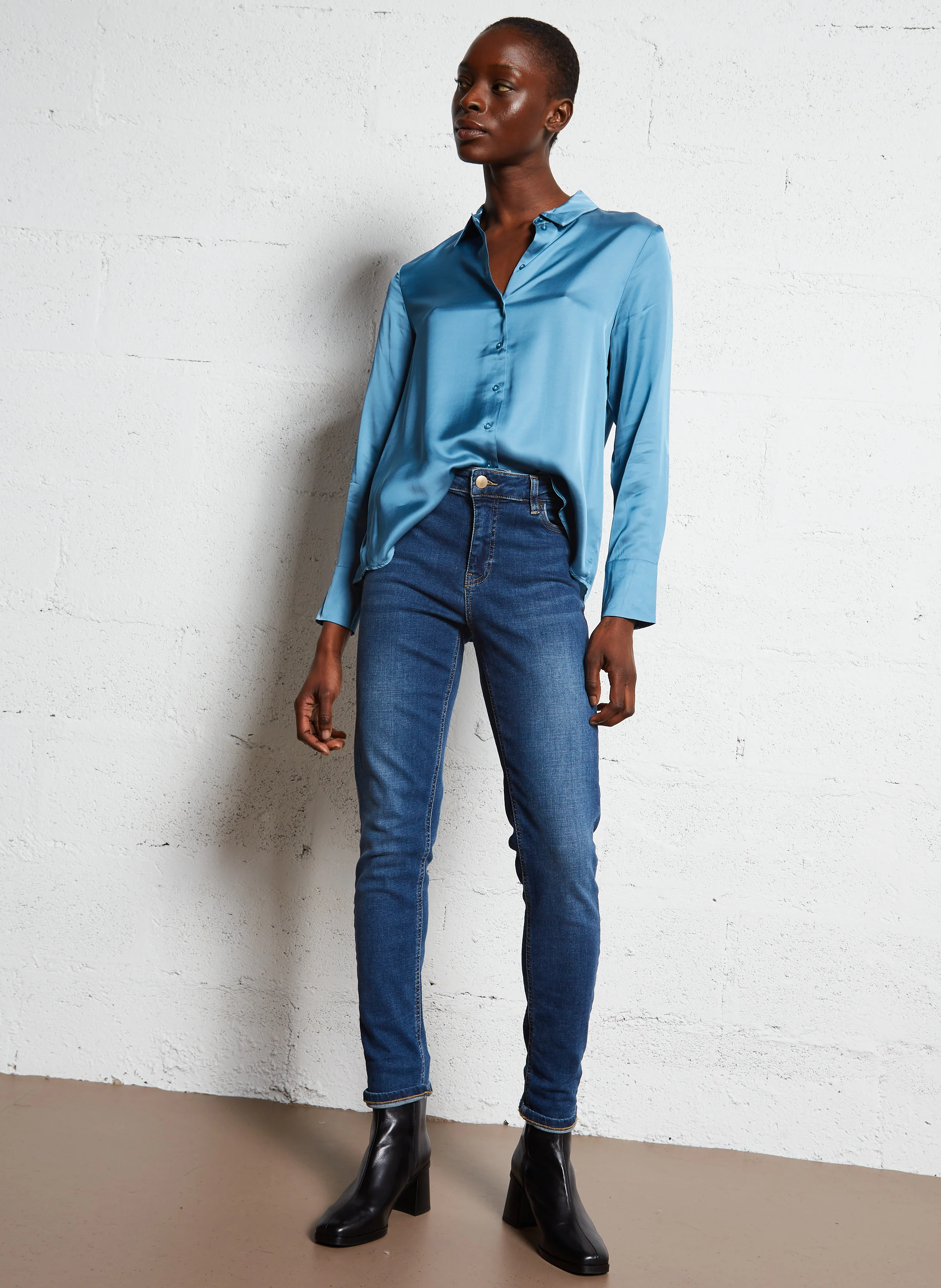 CHIBA - Chemise droite col classique| Bleu