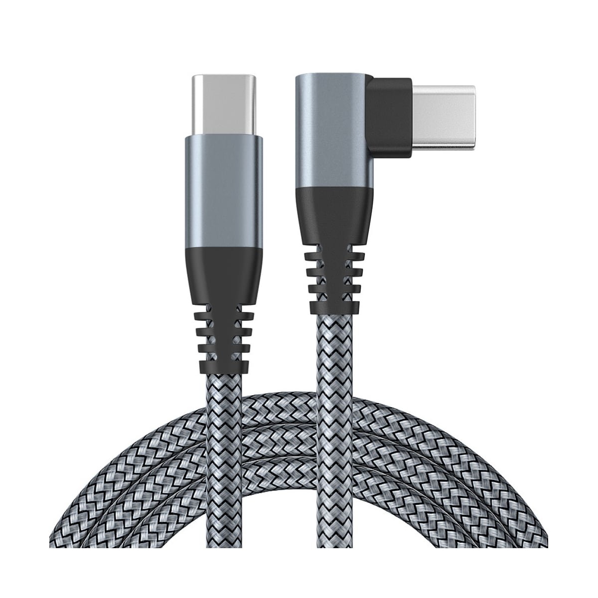 USB-C lader med vinklet kontakt 60 W hurtiglading Grå 2 m