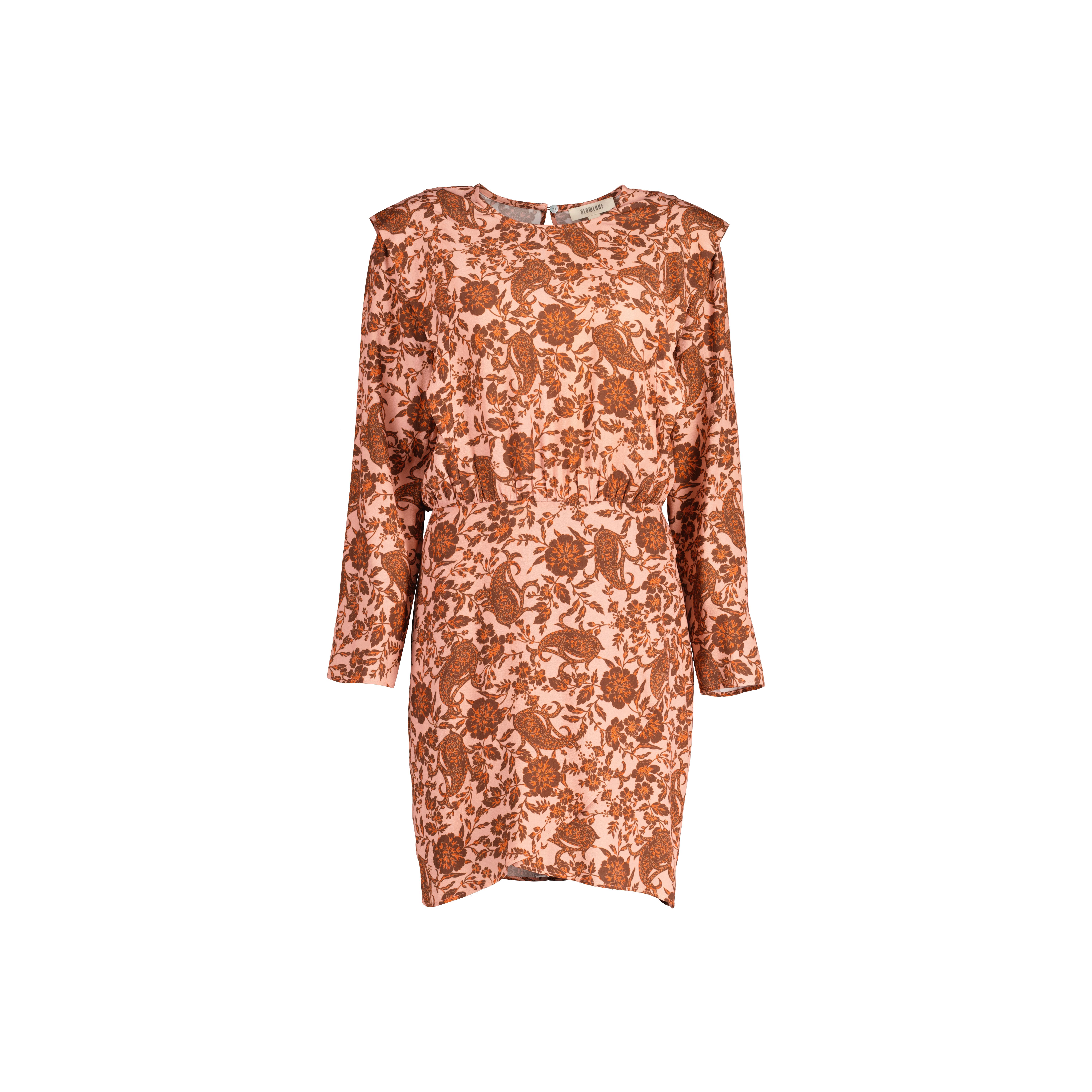 Vestido longo estampado de manga comprida - Estampa bege