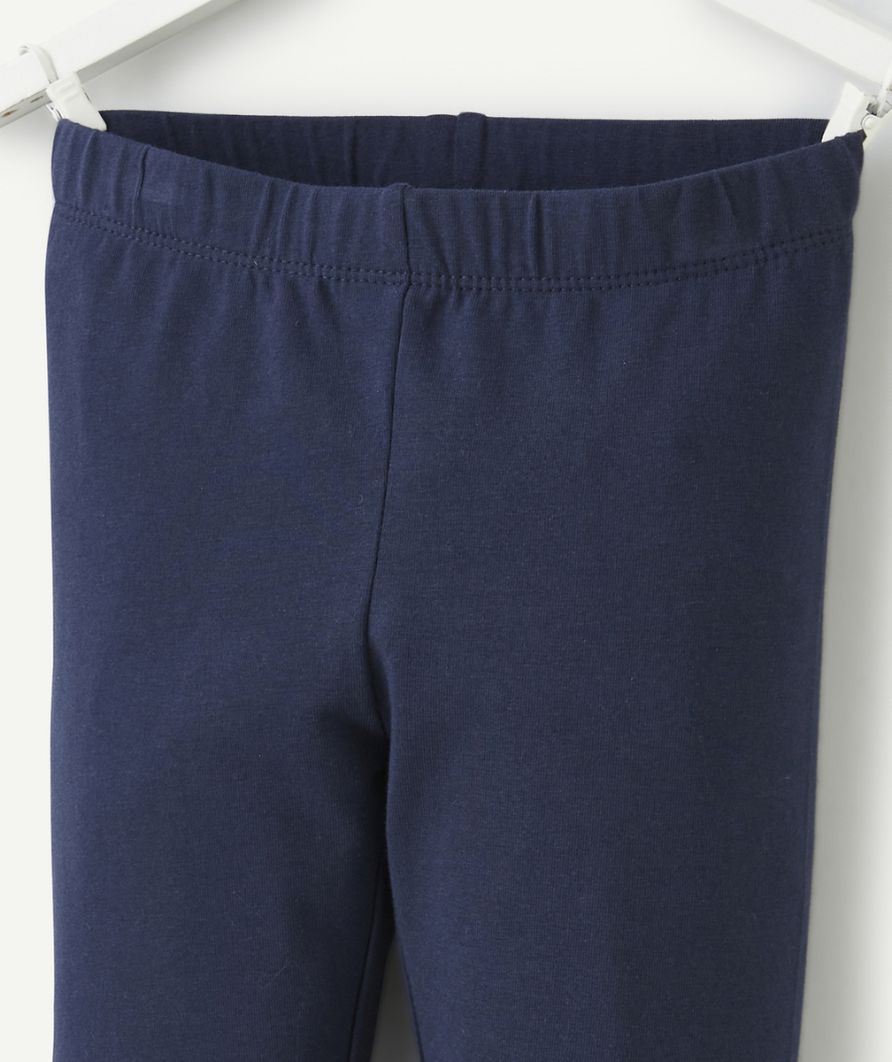legging fille en coton bio bleu marine