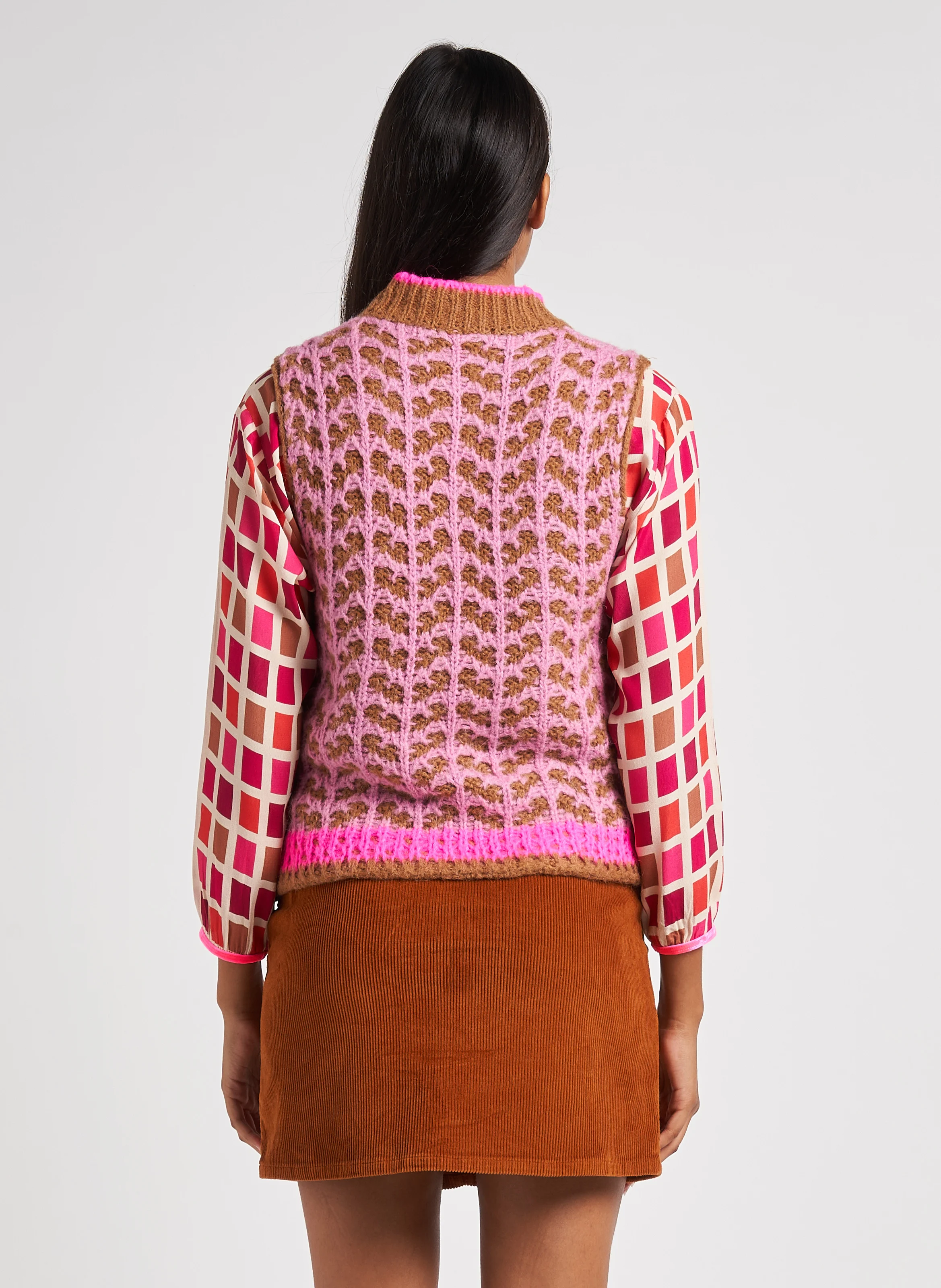 VIOLA - Pull col rond avec jacquard | Rose