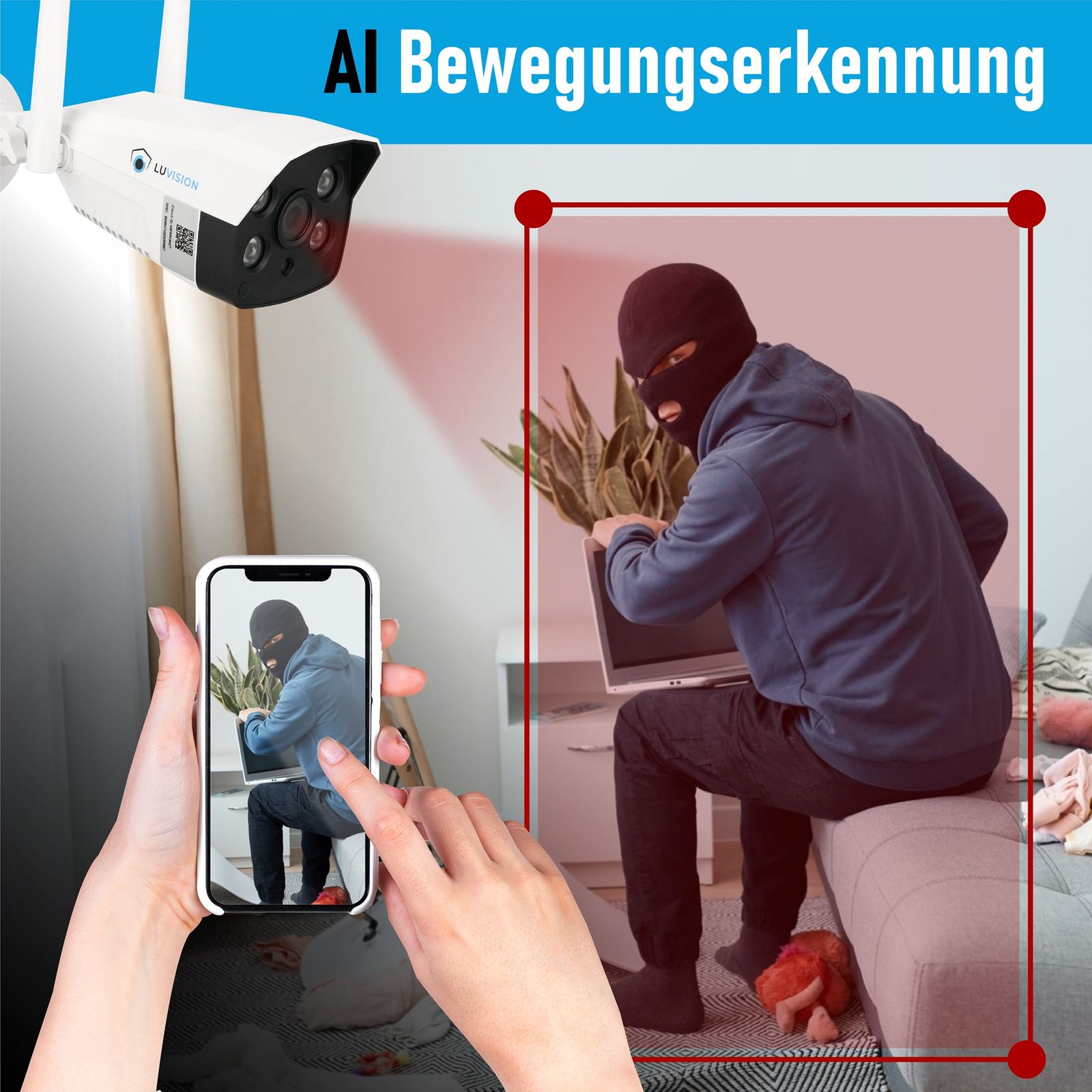 LUVISION 4G / LTE Spotlight 3MP IP Überwachungskamera Kamera mit SIM Mobilfunk Karte Sirene Outdoor