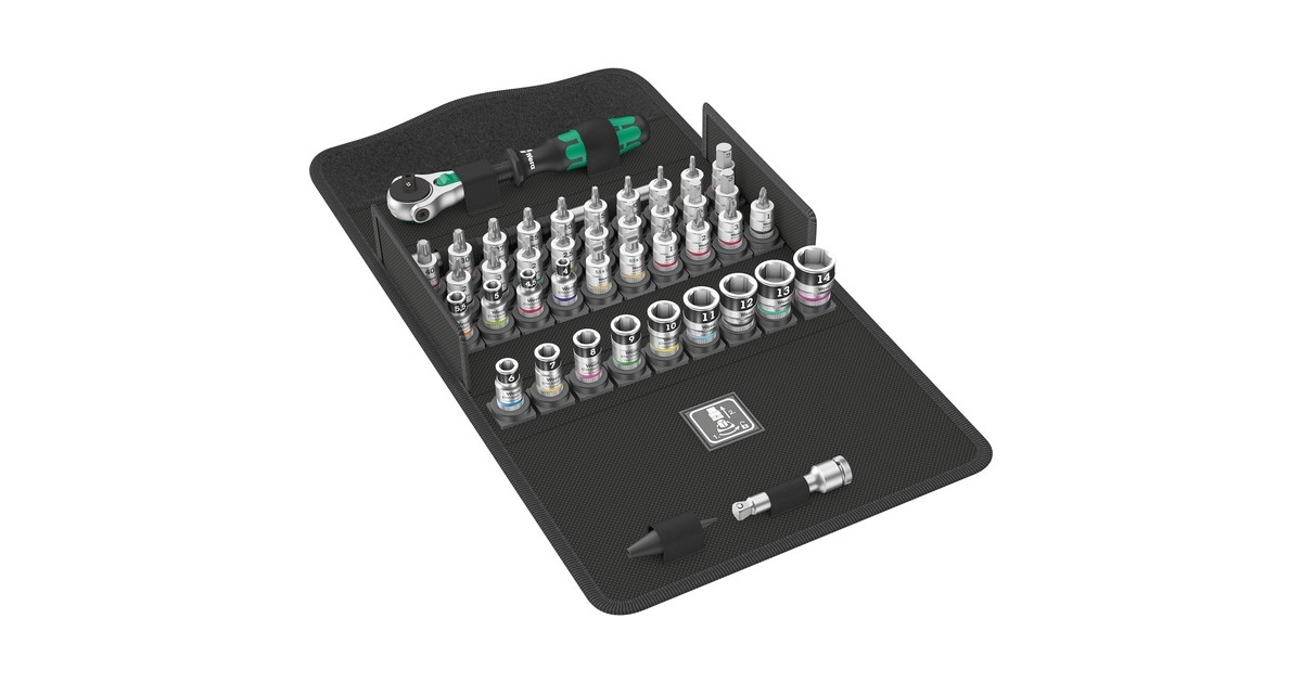 Wera8100 SA All-in Zyklop Speed-ratelset, 42-delig gereedschapsset  (Zwart/groen, 1/4