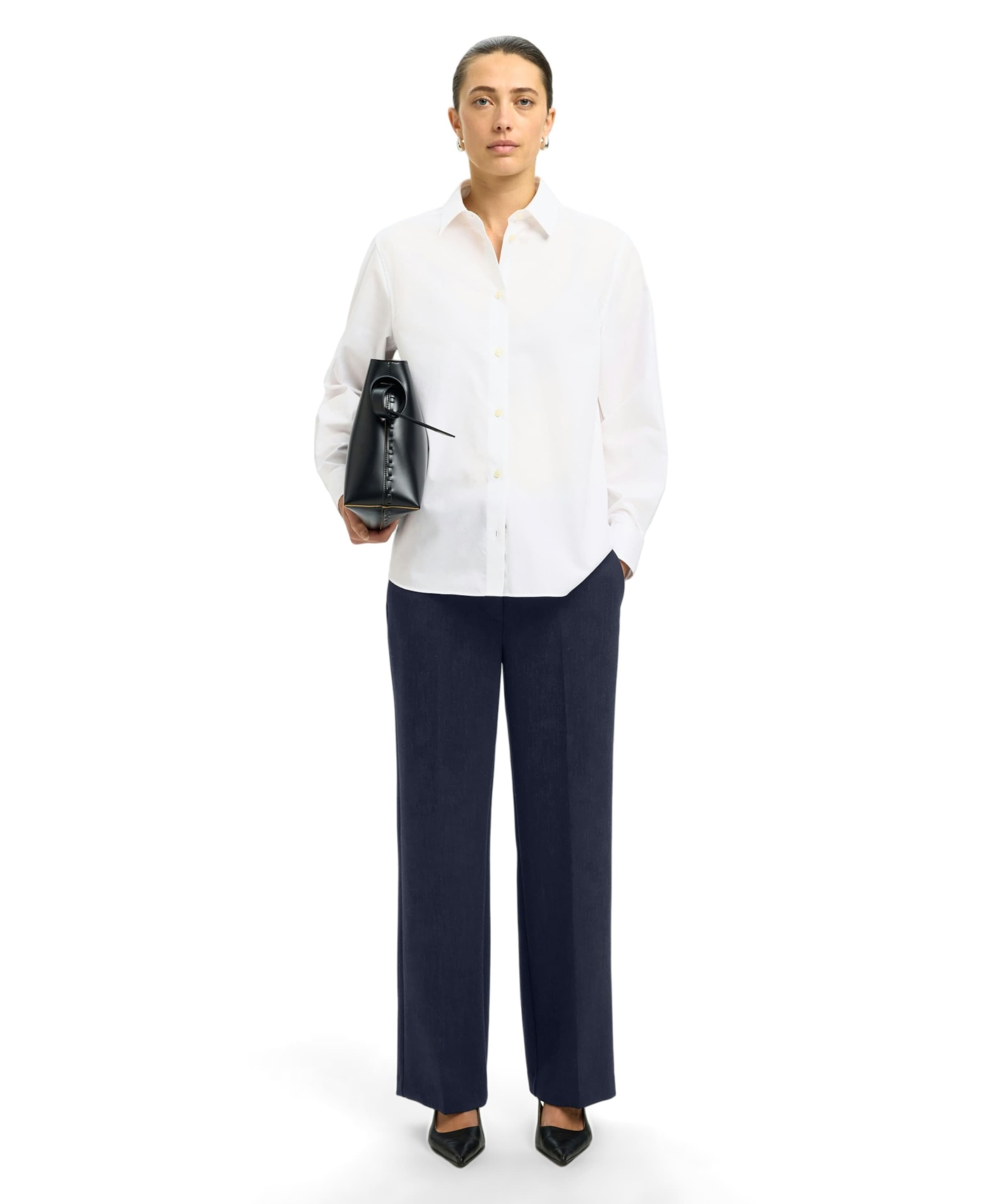 Selected SLFRITA MW WIDE PANT DARK SAP MEL N dames pantalon blauw