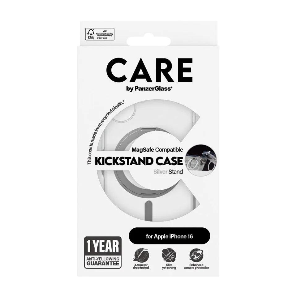 CARE by PanzerGlass - Feature Case - Transparent Silver - MagSafe - iPhone 16