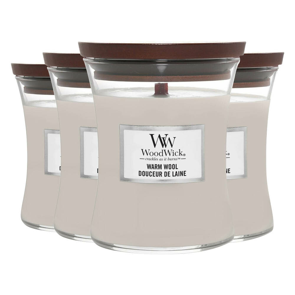 4x WoodWick Geurkaars Medium Warm Wool275 gr