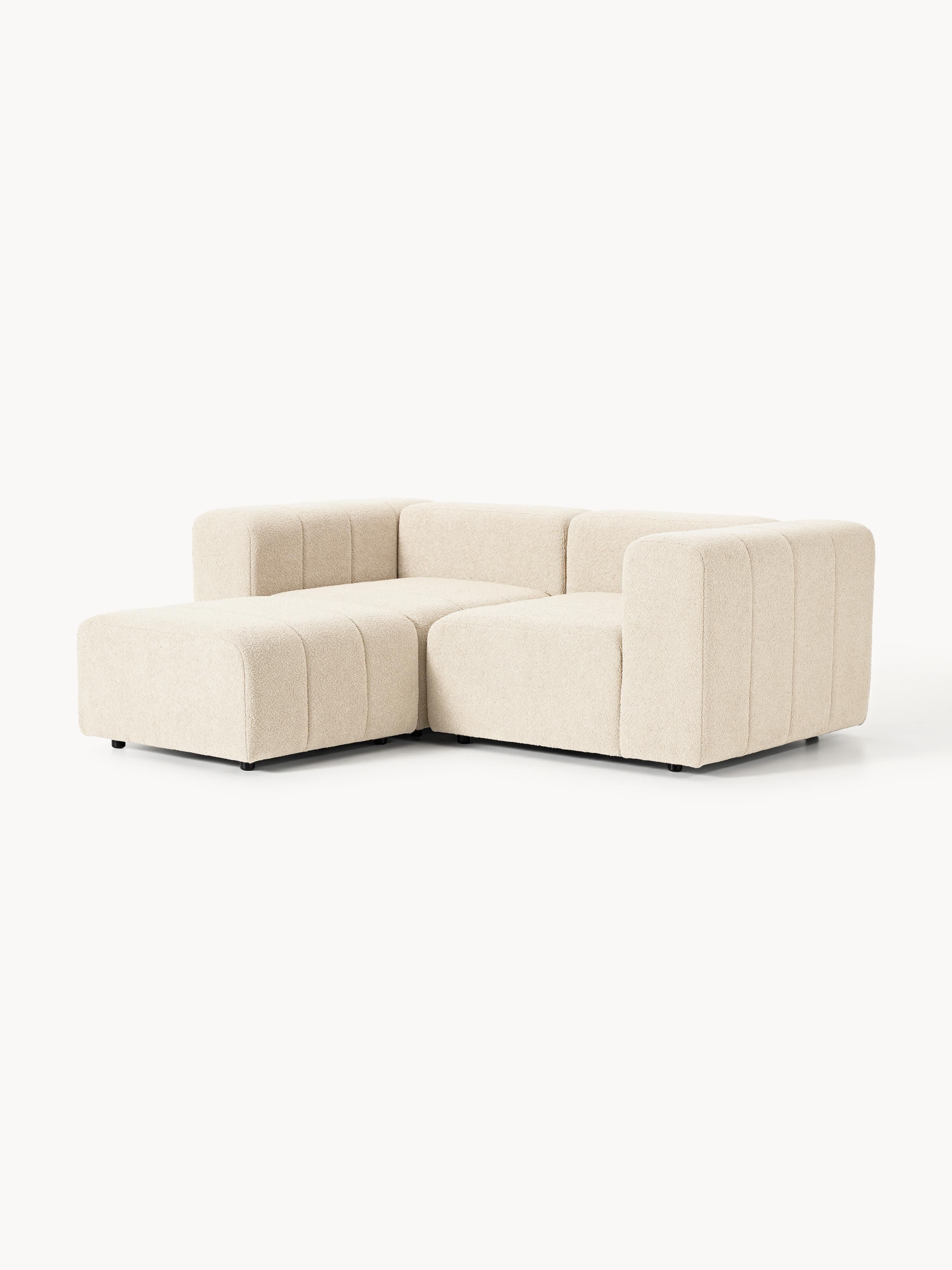 Modulaire bouclé bank Lena (3-zits) met poef (links/rechts)