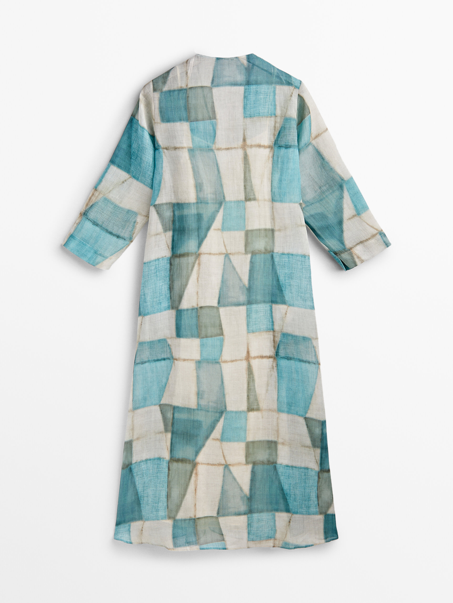 Vestido Ramio com estampa geométrica - AZUL
