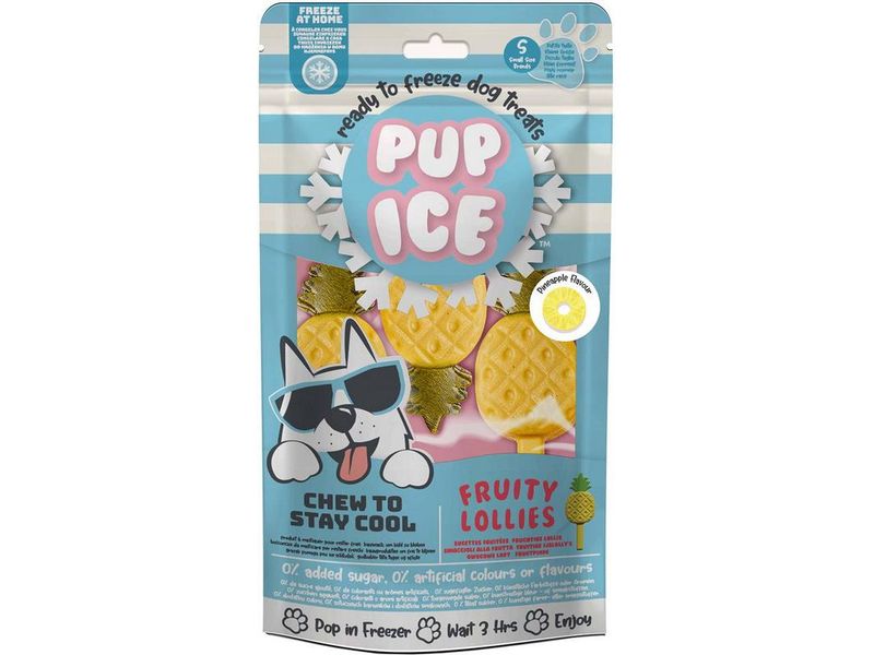 PUP ICE Leckerli Fruity Lollies Ananas, 3 Stück, 90g Hunde-Eis für heisse Tage