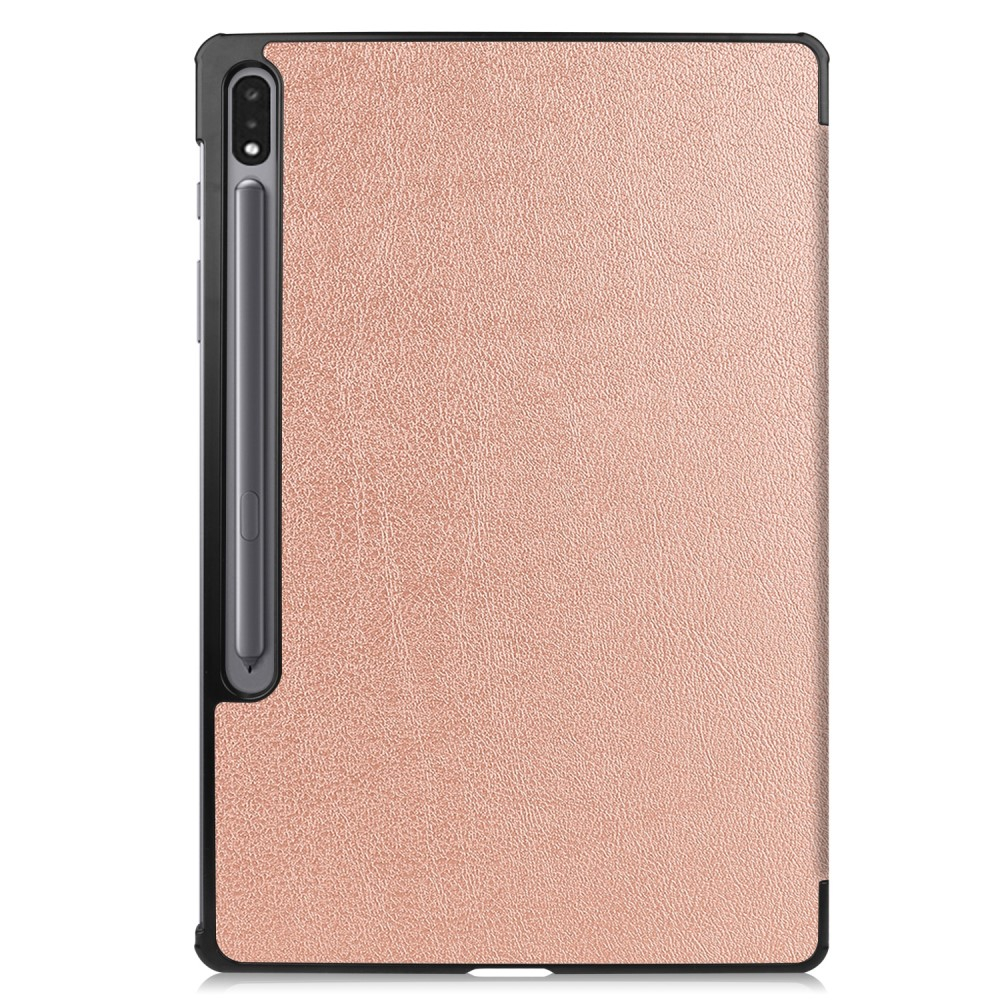 Samsung Galaxy Tab S10  Plus Flipcase Hülle Ledertasche mit Aufstellfunktion Litchi Look   S-Pen Halterung - Roségold