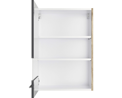 Optifit wandkast met glazen deur Jonte984 BxDxH 50x34,9x70,4 cm antraciet glanzend gedemonteerd scharnier omkeerbaar (links of rechts te monteren)