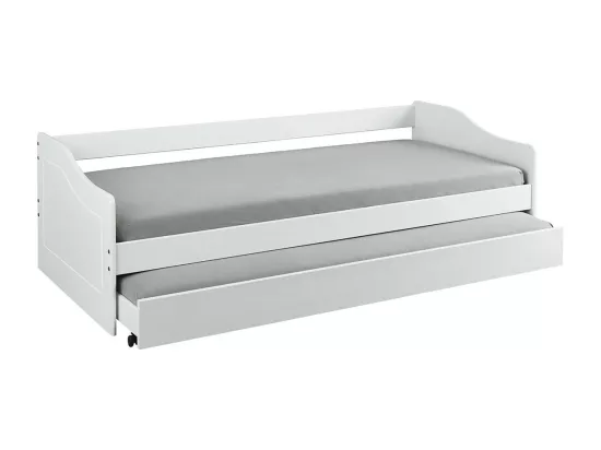 CANTARI - Lit Gigogne 90x200cm en Pin Massif Coloris Blanc