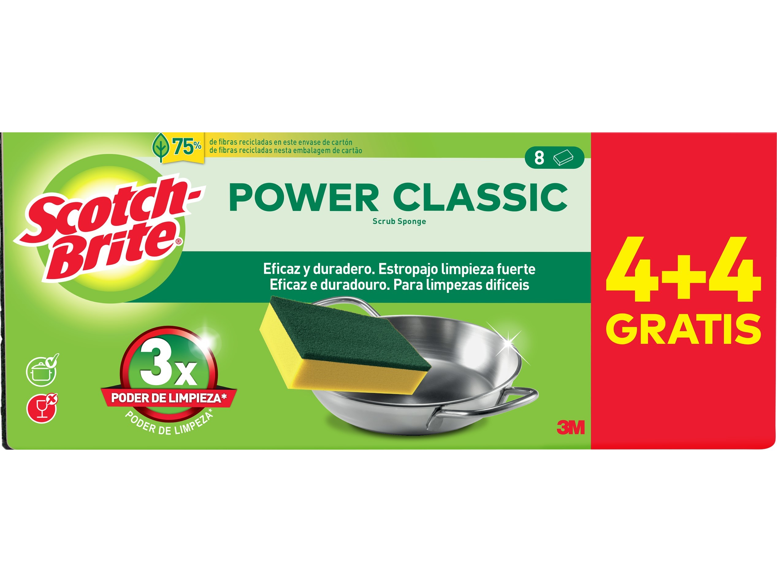 ESFREGÃO SCOTCH-BRITE VERDE COM ESPONJA 4 4 UN
