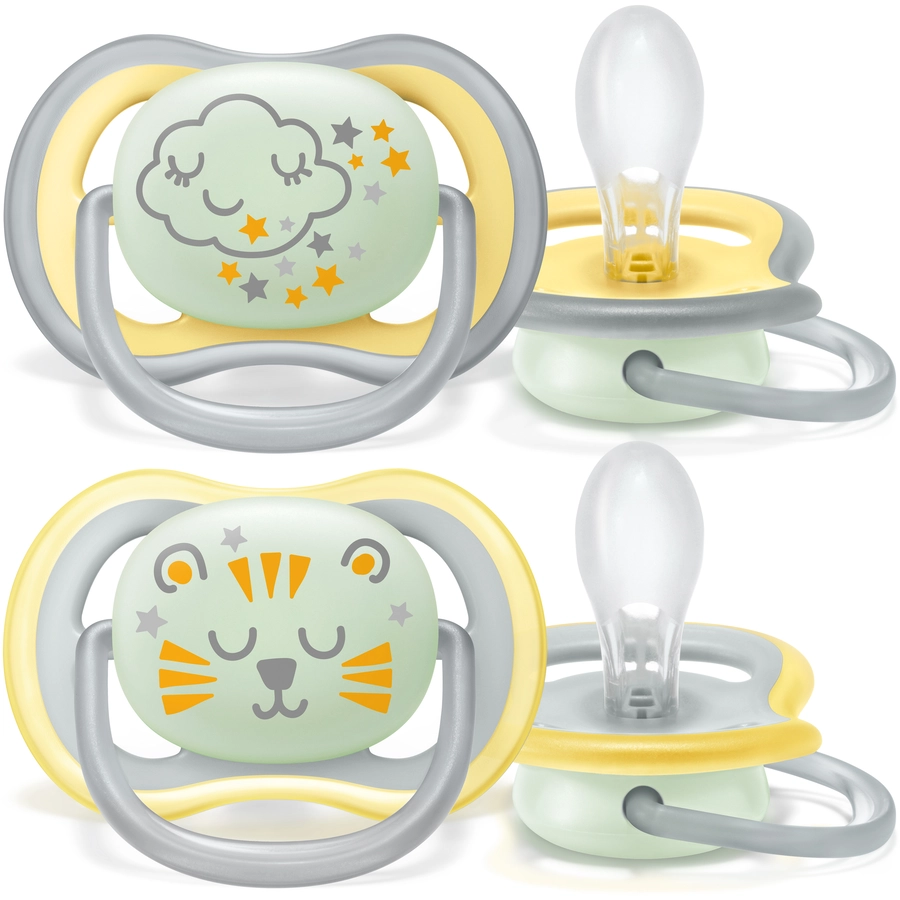 Philips Avent Schnuller ultra air SCF37601, 18m+ Neutral Nighttime, 4 Stück
