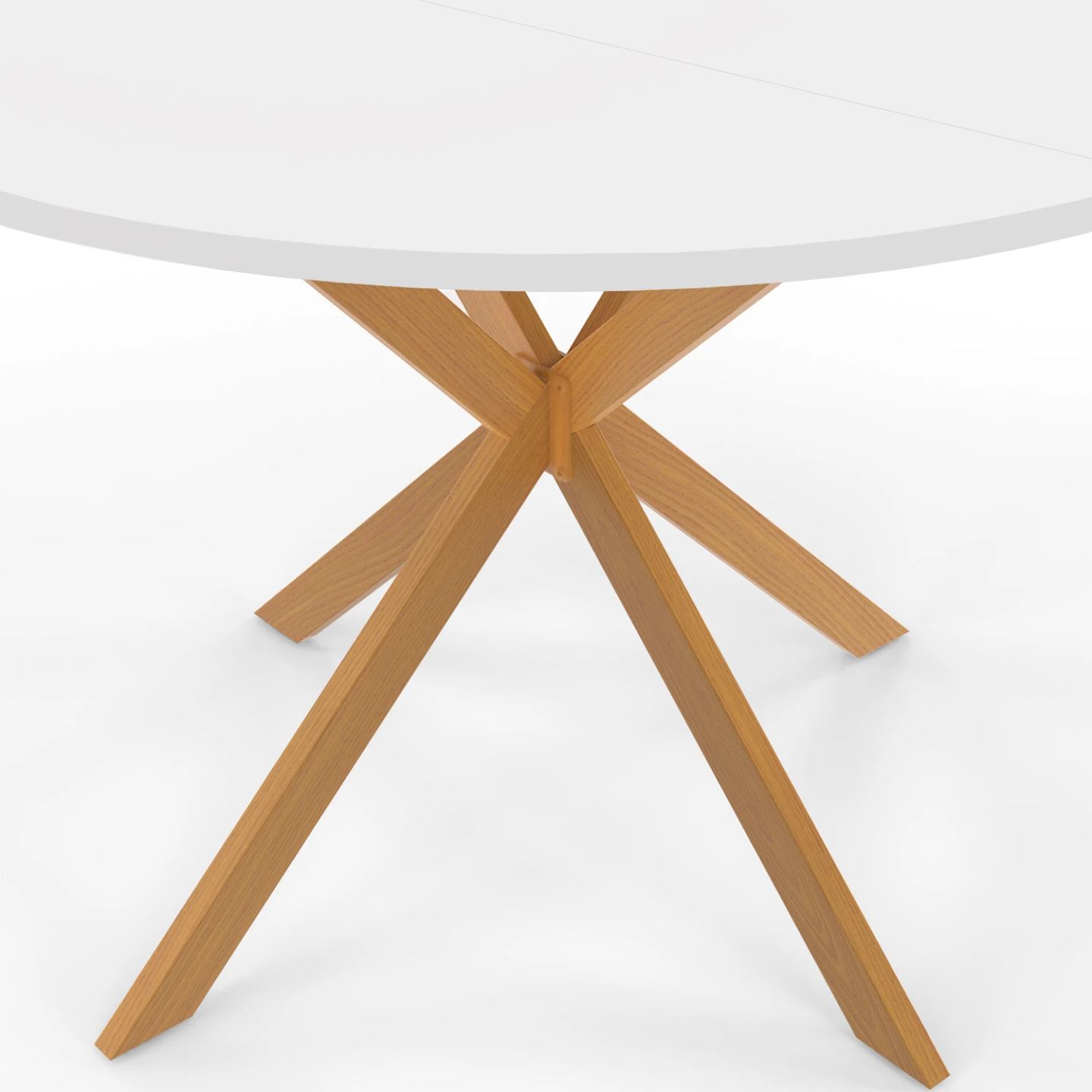 Table à manger ronde GISELE 6 personnes pied araignée bois plateau blanc 110 cm
