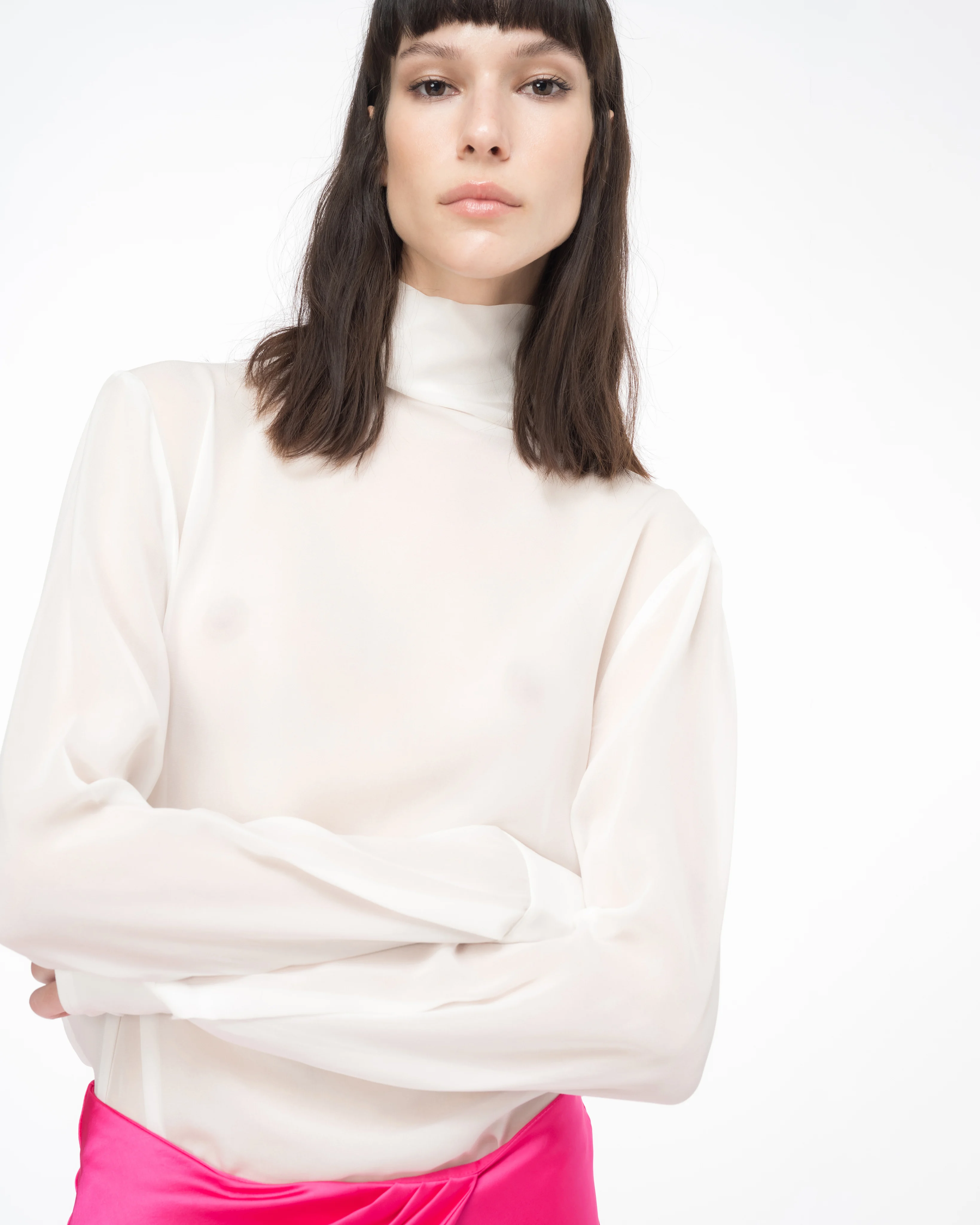 Blouse à col montant | Blanc