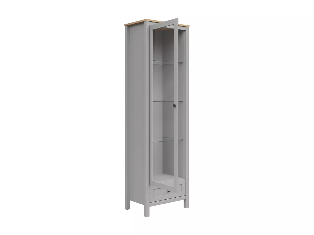 Vitrine 1 porte 1 tiroir Juno Gris