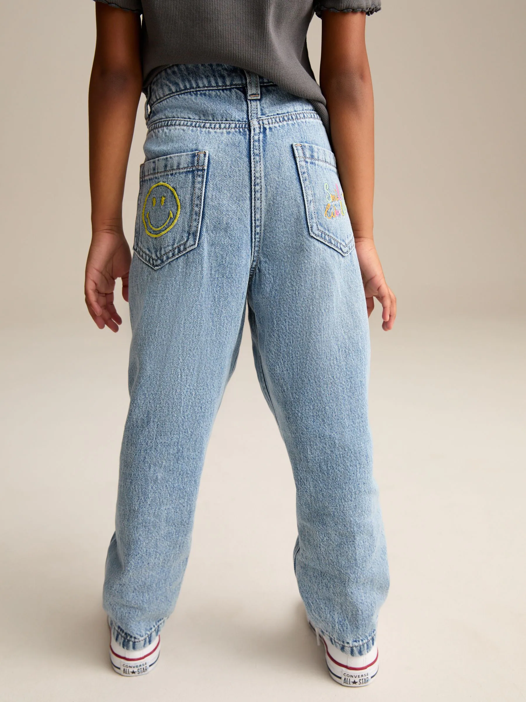 Normaal blauw - SmileyWorld® 100% katoenen mom jeans (3-16jaar)
