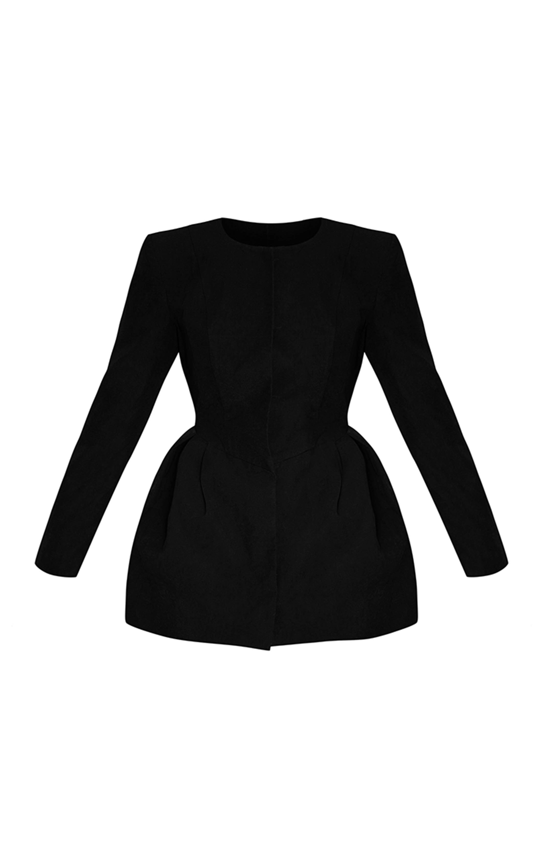 Noir Robe Blazer Structurée Premium Tissée Avec Détail Aux Hanches